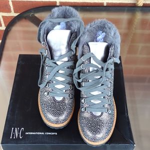 I.N.C Rhinestone Combat boots